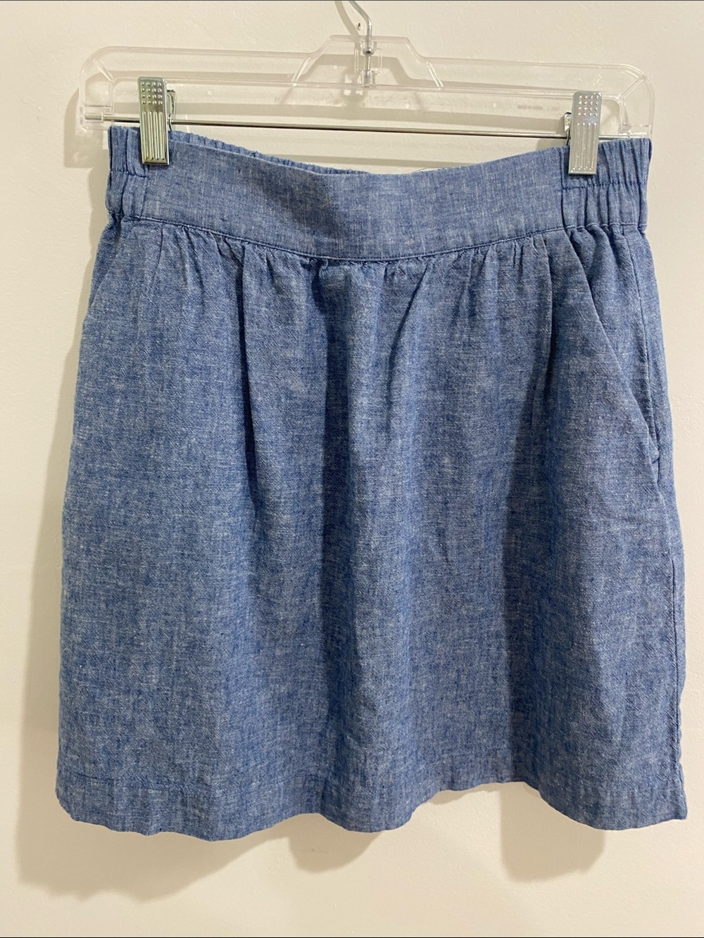 LOFT Blue Chambray A-Line Skirt XSP